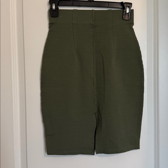 Olive Army Green Women's Pencil Skirt - Picture 4 of 7
